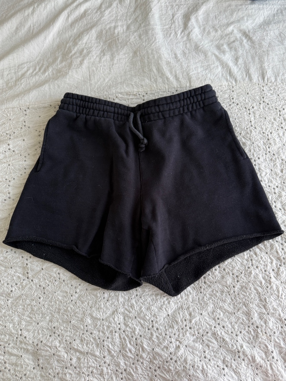 TNA Black Cozy Fleece Boyfriend Shorts